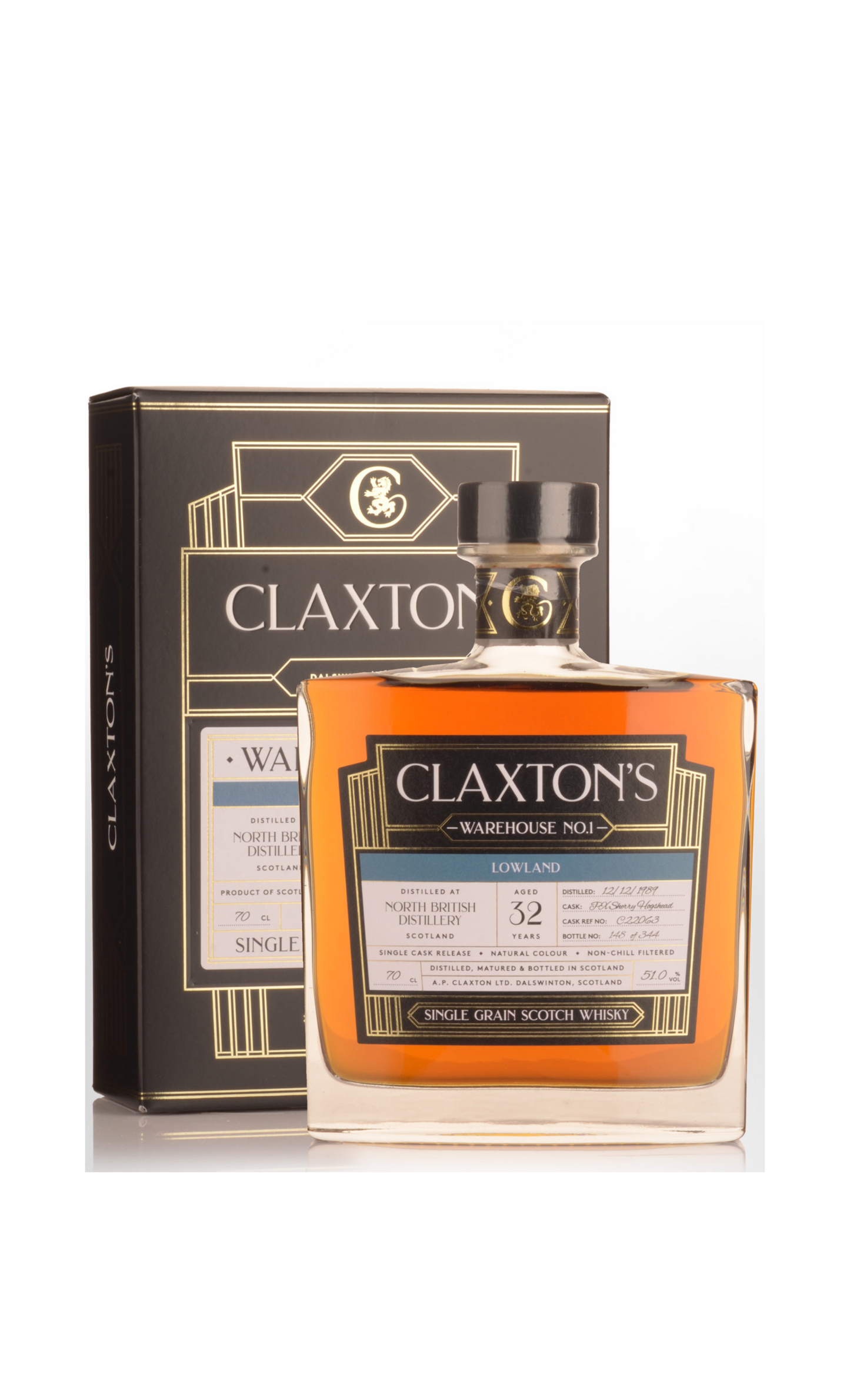 North British 1989 32yo Warehouse 1 Claxton's with presentation box